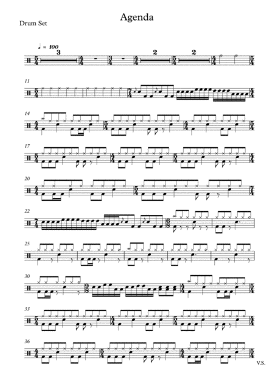 Agenda (Drum Part) Agenda (Drum Part) Drum Set scores gallery preview page 1