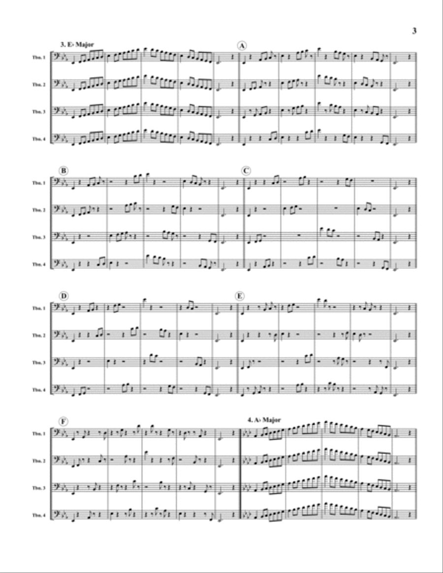 Donut Etudes: Coordination Studies in 12 Keys for 4-Part Trombone Ensemble, Volume 1 4-Part scores gallery preview page 3