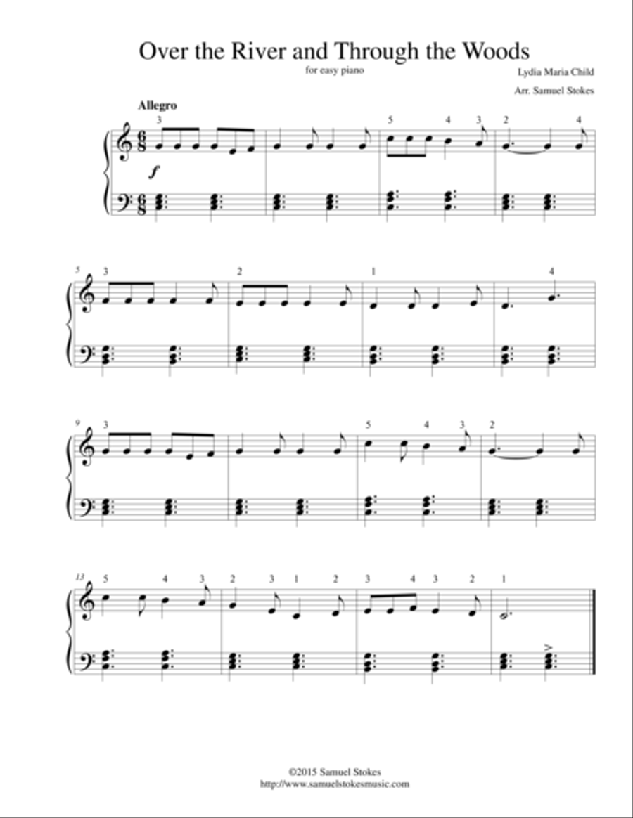 Over the River and Through the Woods - for easy piano Easy Piano scores gallery preview page 1