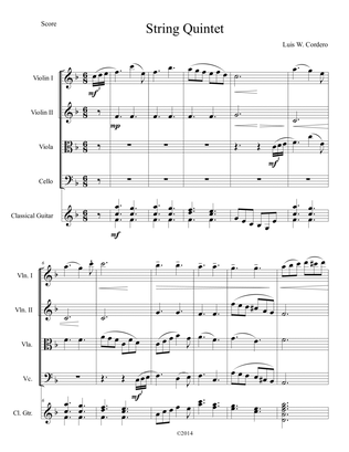 String Quintet No. 1 in F Major (2 violins, viola, Cello, Classical Guitar)