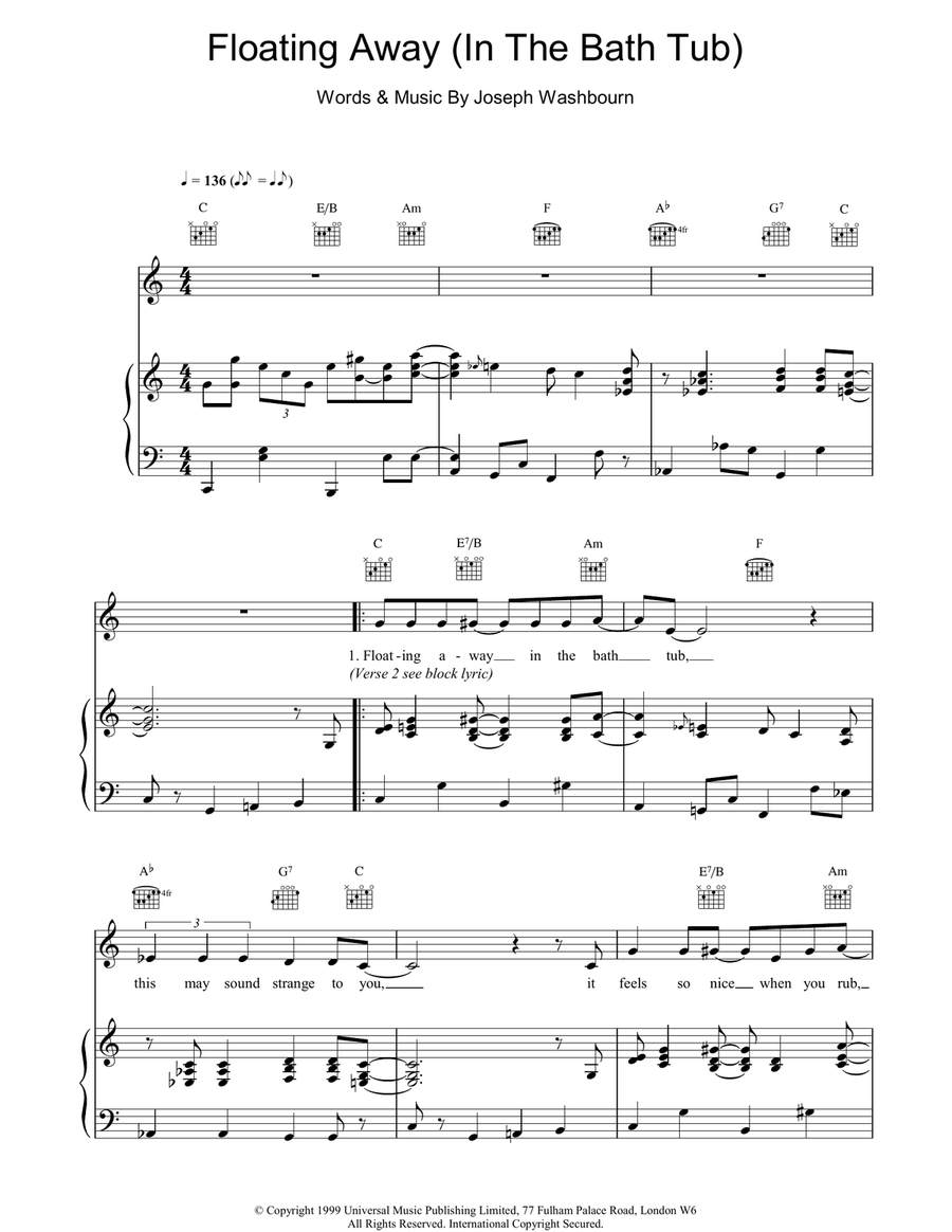 Floating Away Piano, Vocal, Guitar scores gallery preview page 1