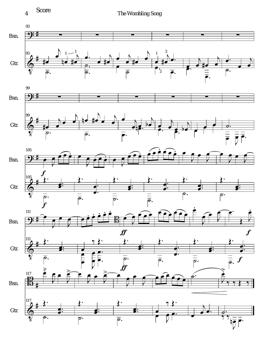 The Wombling Song Bassoon scores gallery preview page 4