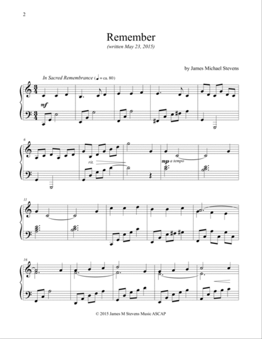 Remember Piano Solo scores gallery preview page 2