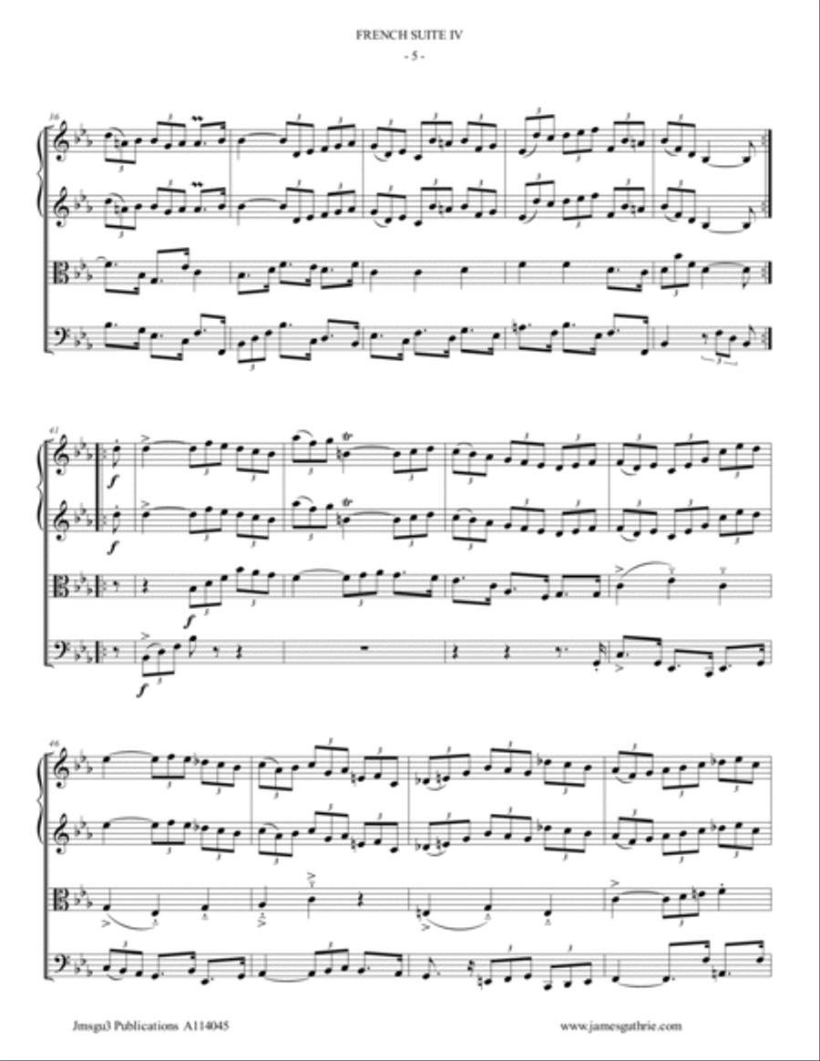 BACH: French Suite No. 4 BWV 815 for String Quartet String Quartet scores gallery preview page 5