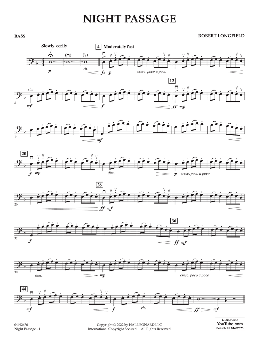 Night Passage - Bass Night Passage - Bass String Orchestra scores gallery preview page 1