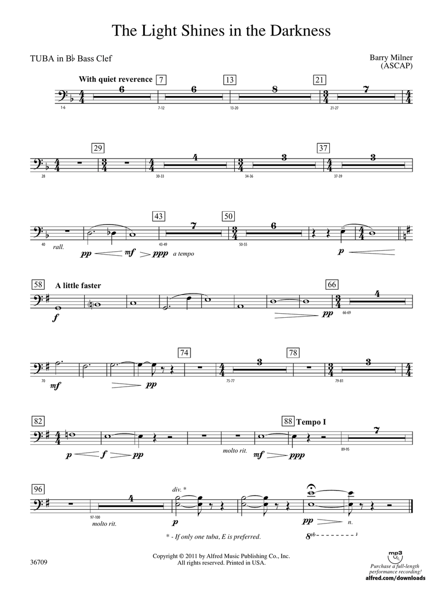 The Light Shines in the Darkness: (World Part) B-flat Tuba B.C.