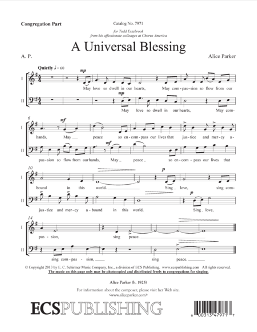 A Universal Blessing Unison Choir scores gallery preview page 7