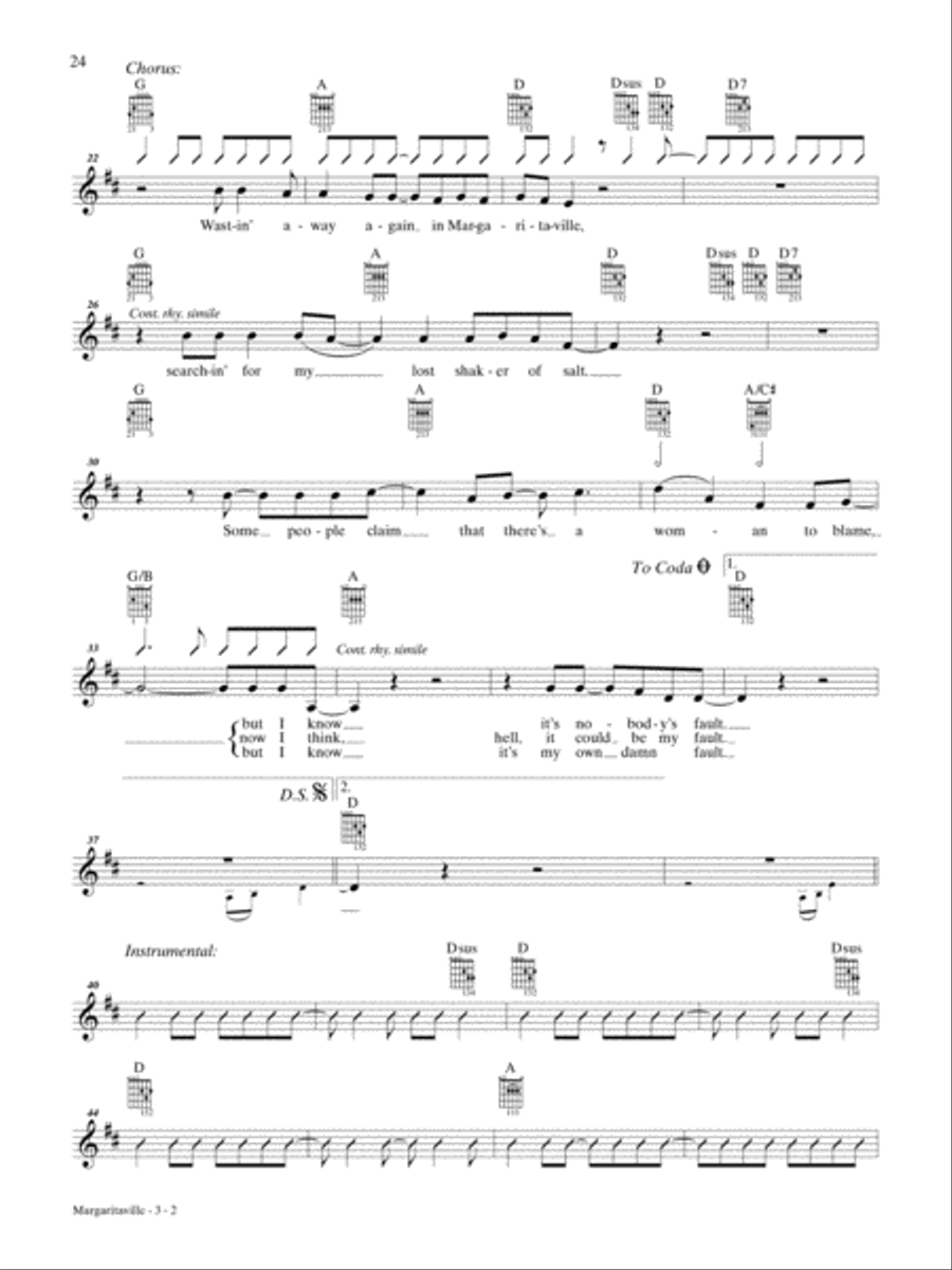 Margaritaville Guitar Tablature scores gallery preview page 2