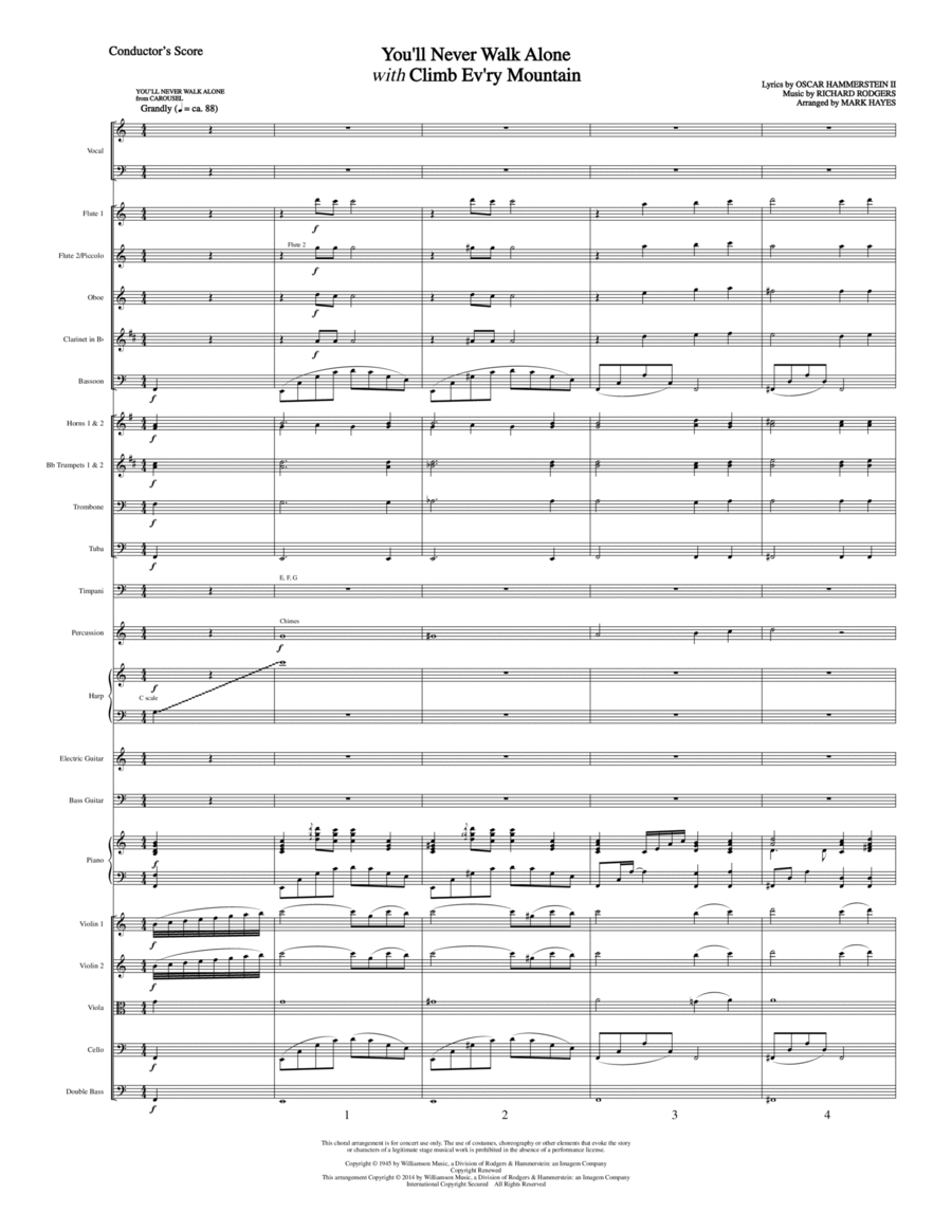 You'll Never Walk Alone (with Climb Every Mountain) - Conductor Score (Full Score) Choir scores gallery preview page 1