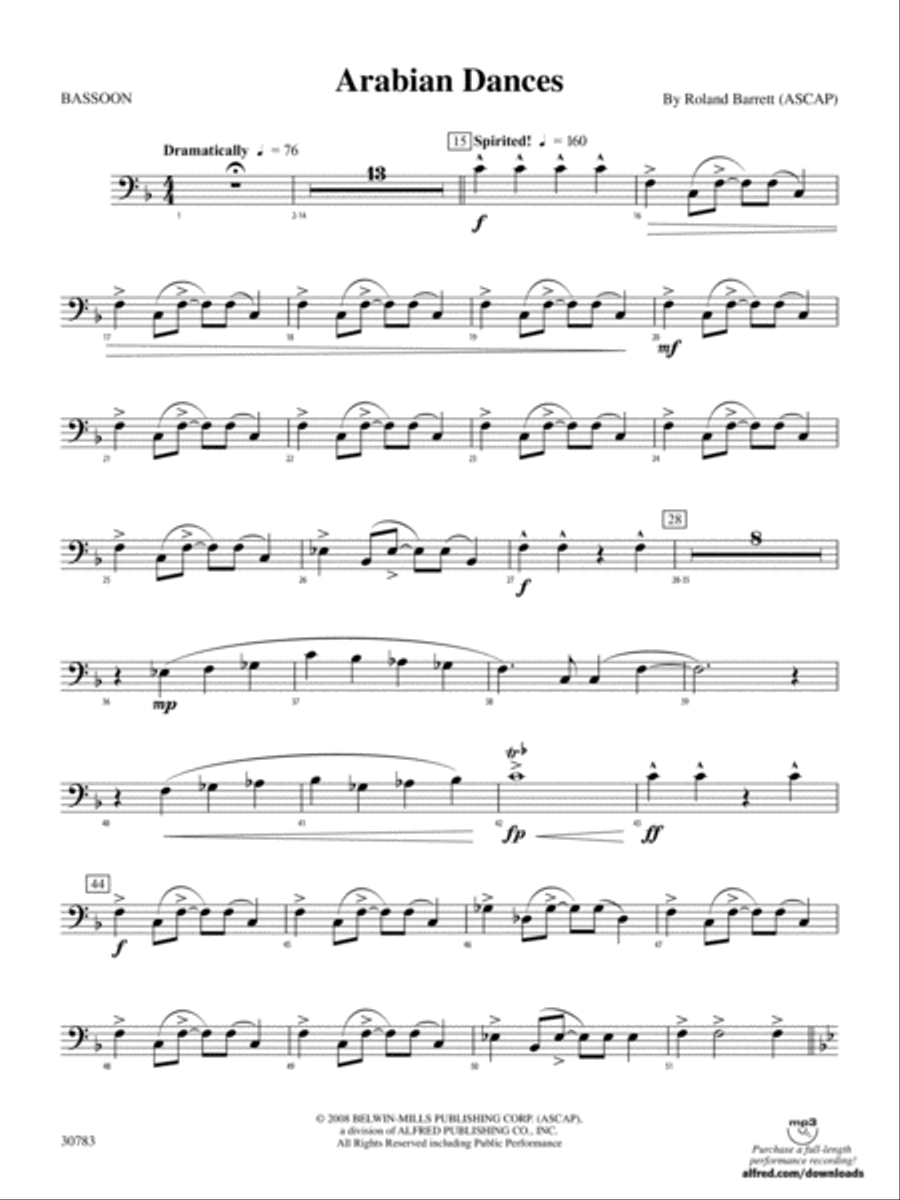 Arabian Dances: Bassoon Concert Band scores gallery preview page 1