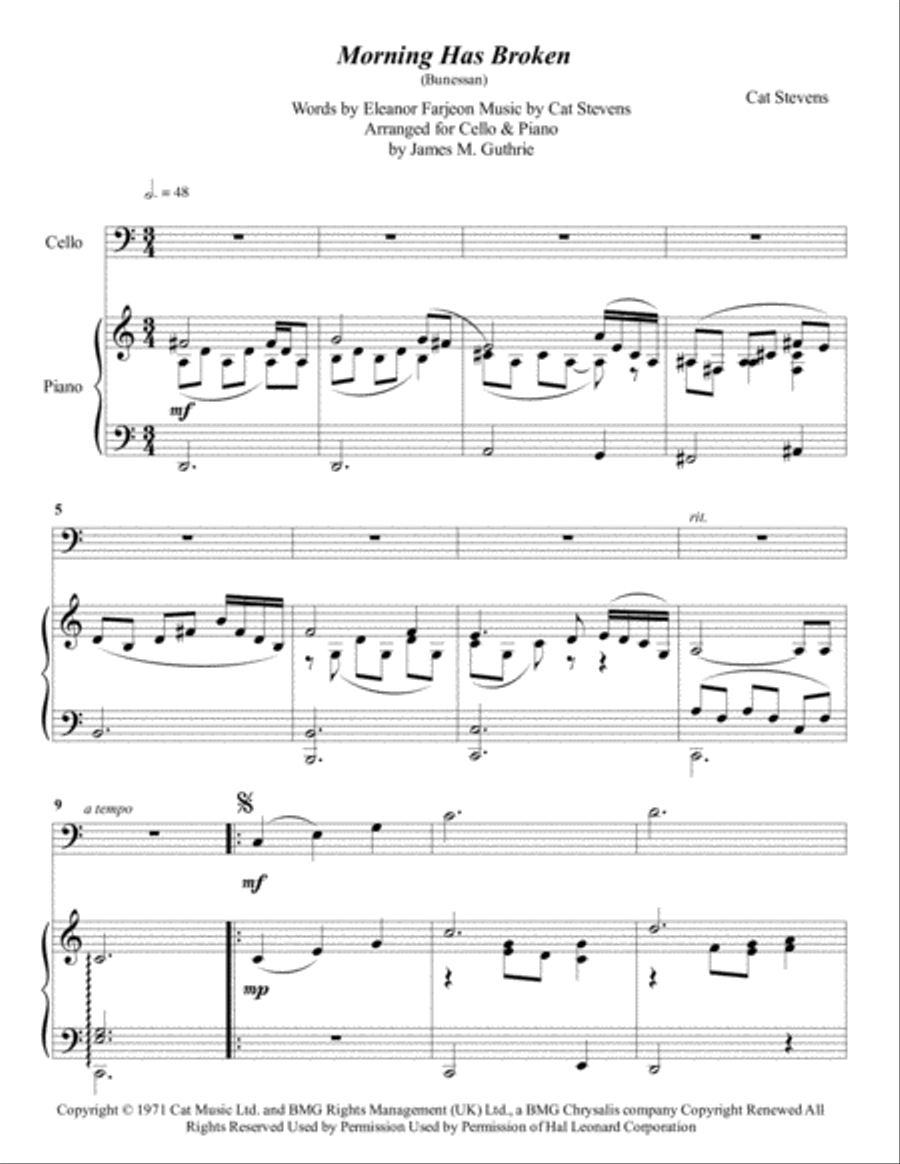 Morning Has Broken Piano scores gallery preview page 1