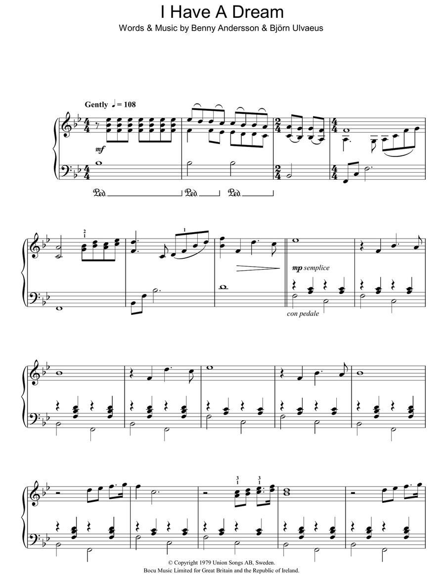 I Have A Dream I Have A Dream Piano Solo scores gallery preview page 1