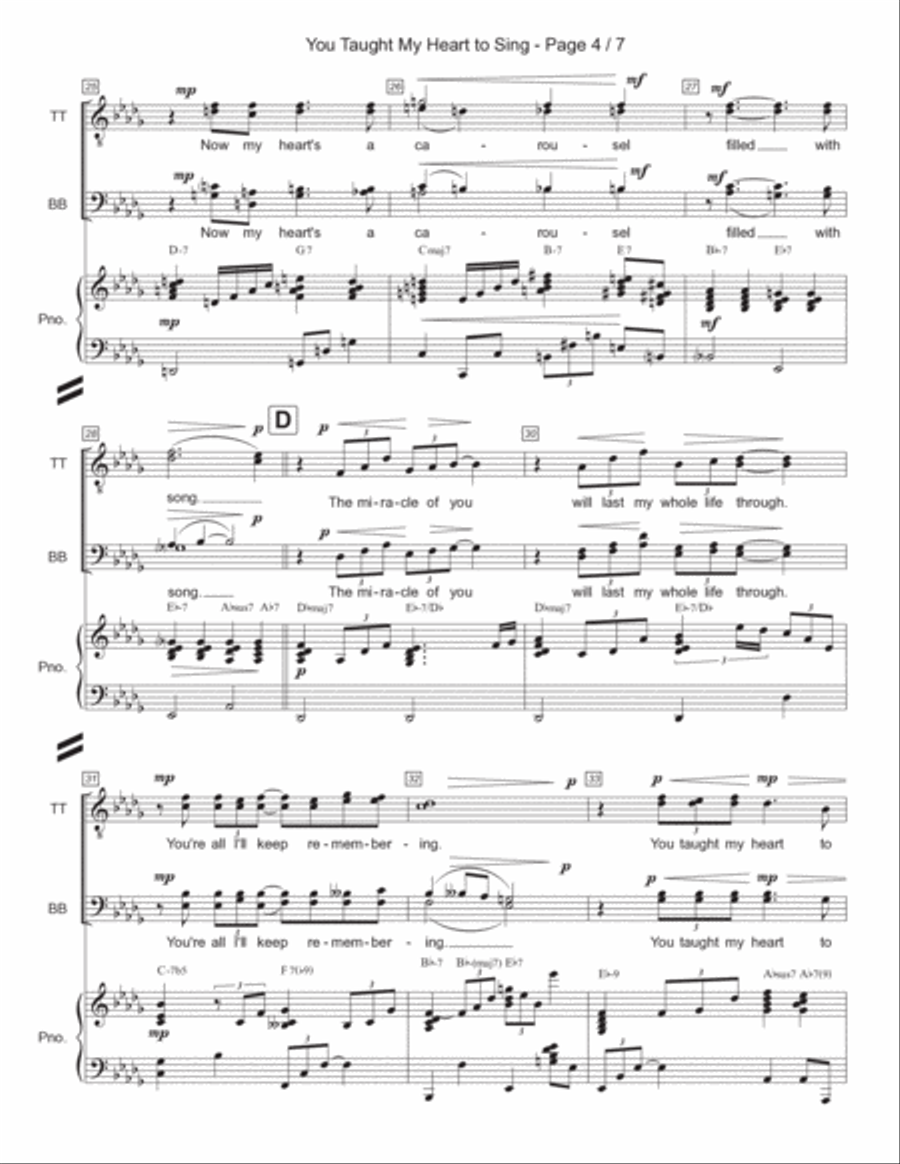 You Taught My Heart To Sing TTBB scores gallery preview page 4