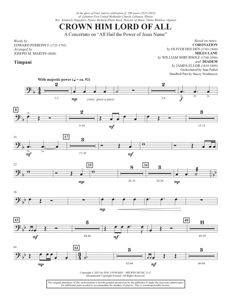 Crown Him Lord Of All (A Concerto on "All Hail The Power Of Jesus' Name") (Brass) - Timpani