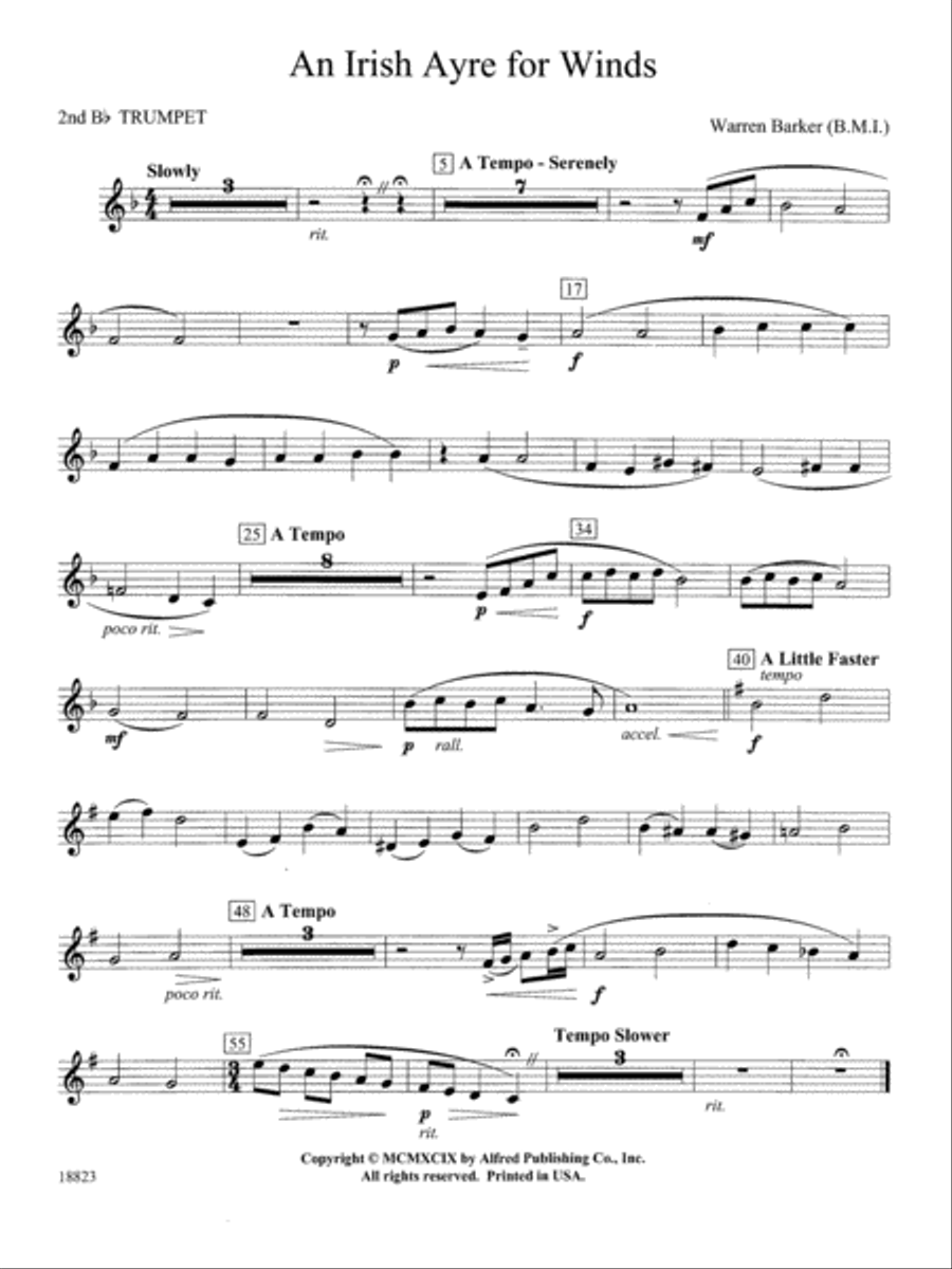 Irish Ayre for Winds: 2nd B-flat Trumpet Concert Band scores gallery preview page 1