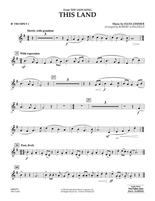 This Land (from The Lion King) (arr. Robert Longfield) - Bb Trumpet 1