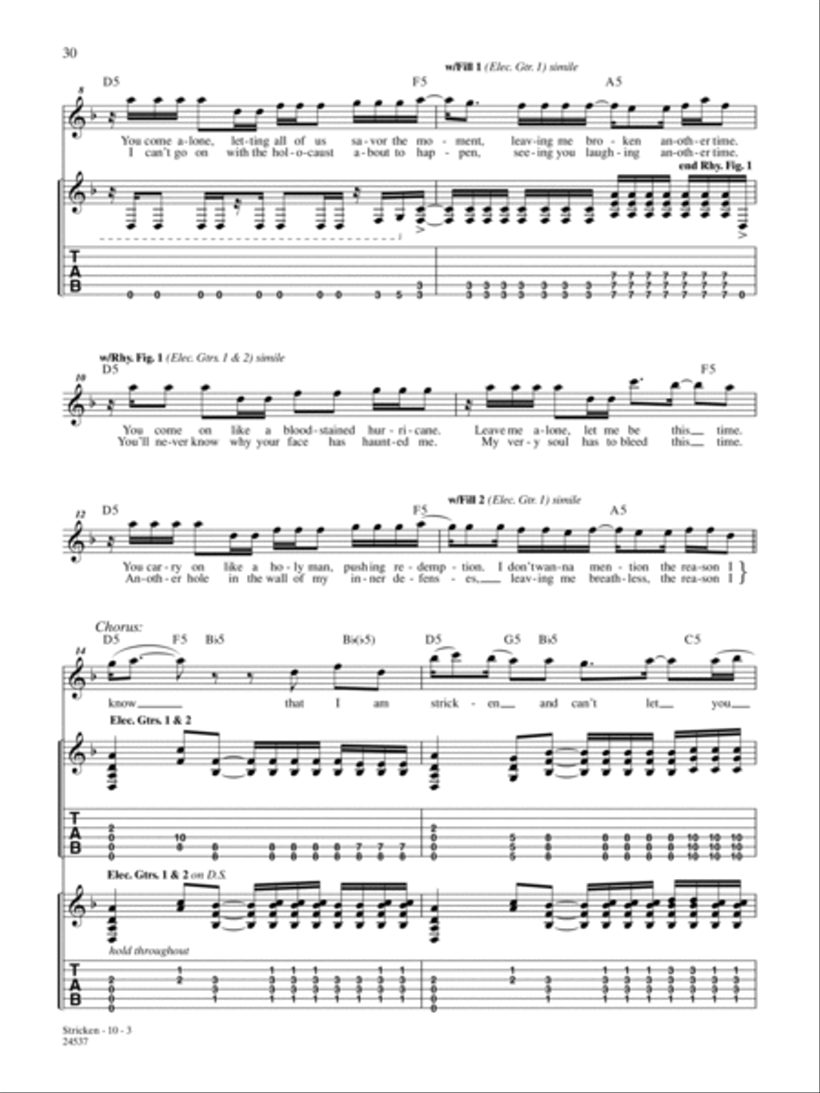 Stricken Guitar Tablature scores gallery preview page 3