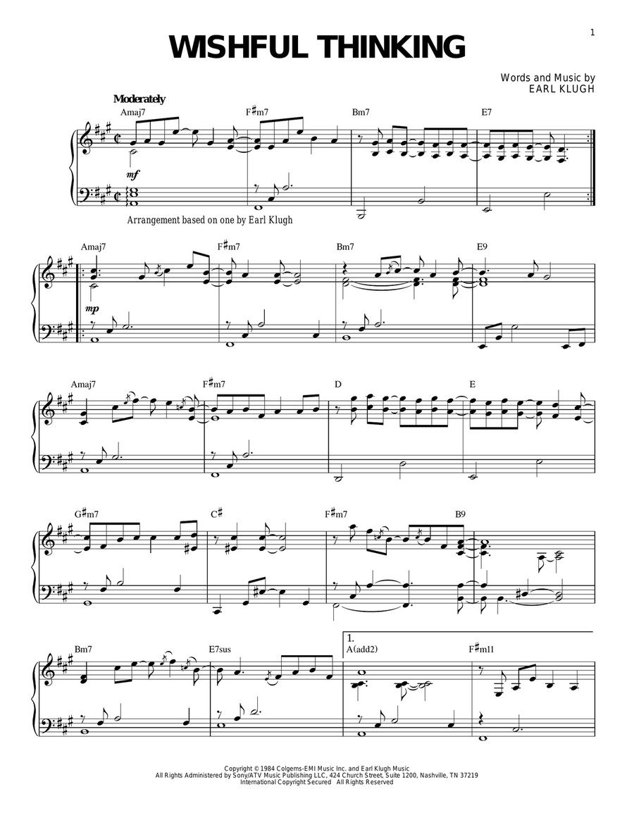 Wishful Thinking Wishful Thinking Piano Solo scores gallery preview page 1