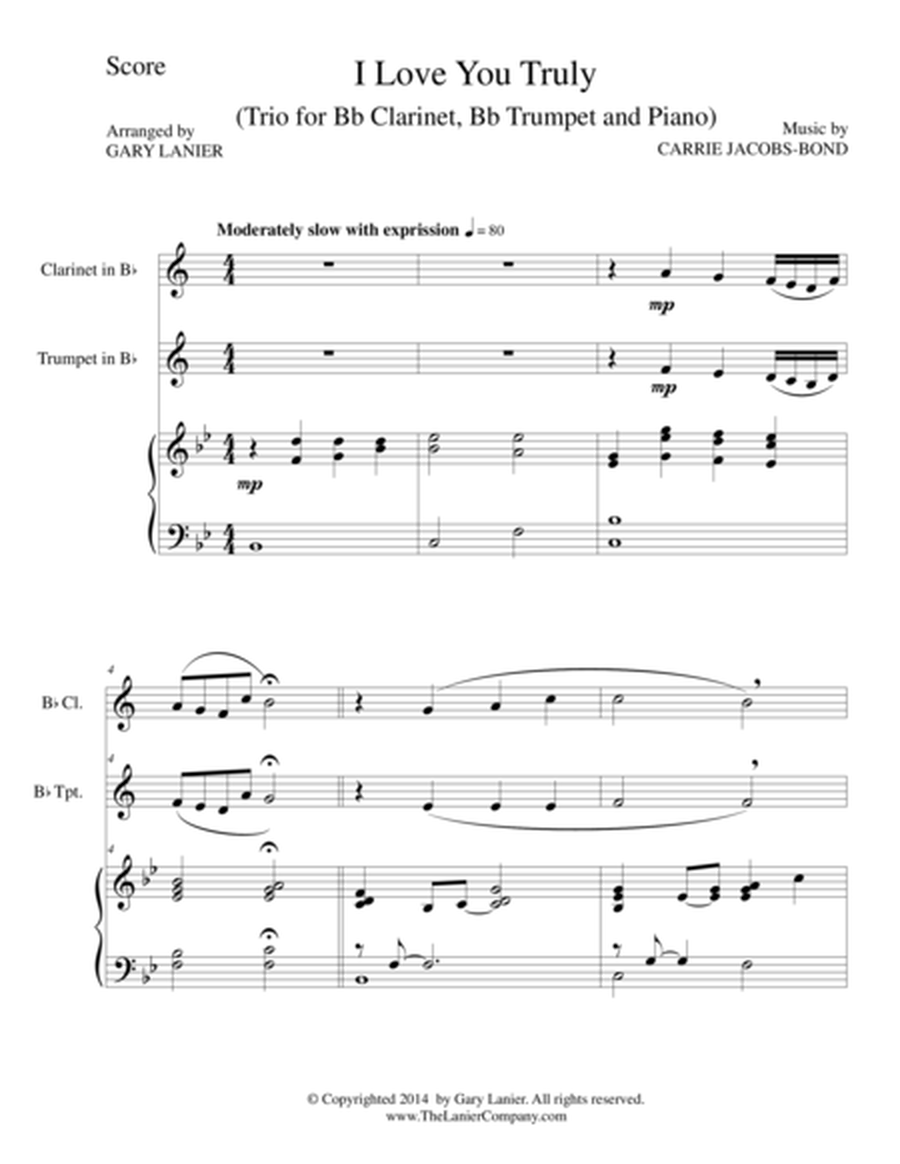 I LOVE YOU TRULY (Trio – Bb Clarinet, Bb Trumpet, and Piano with Score and Parts) image number null