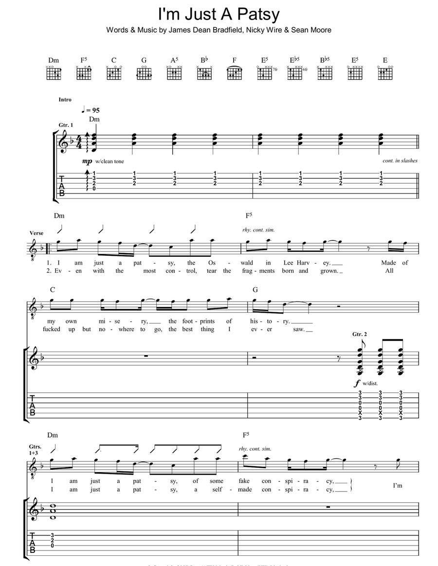I'm Just A Patsy Guitar Tablature scores gallery preview page 1