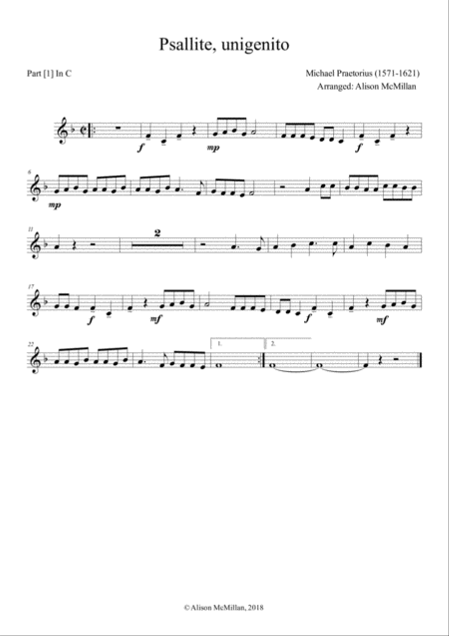 Psallite, unigenito Brass Ensemble scores gallery preview page 4