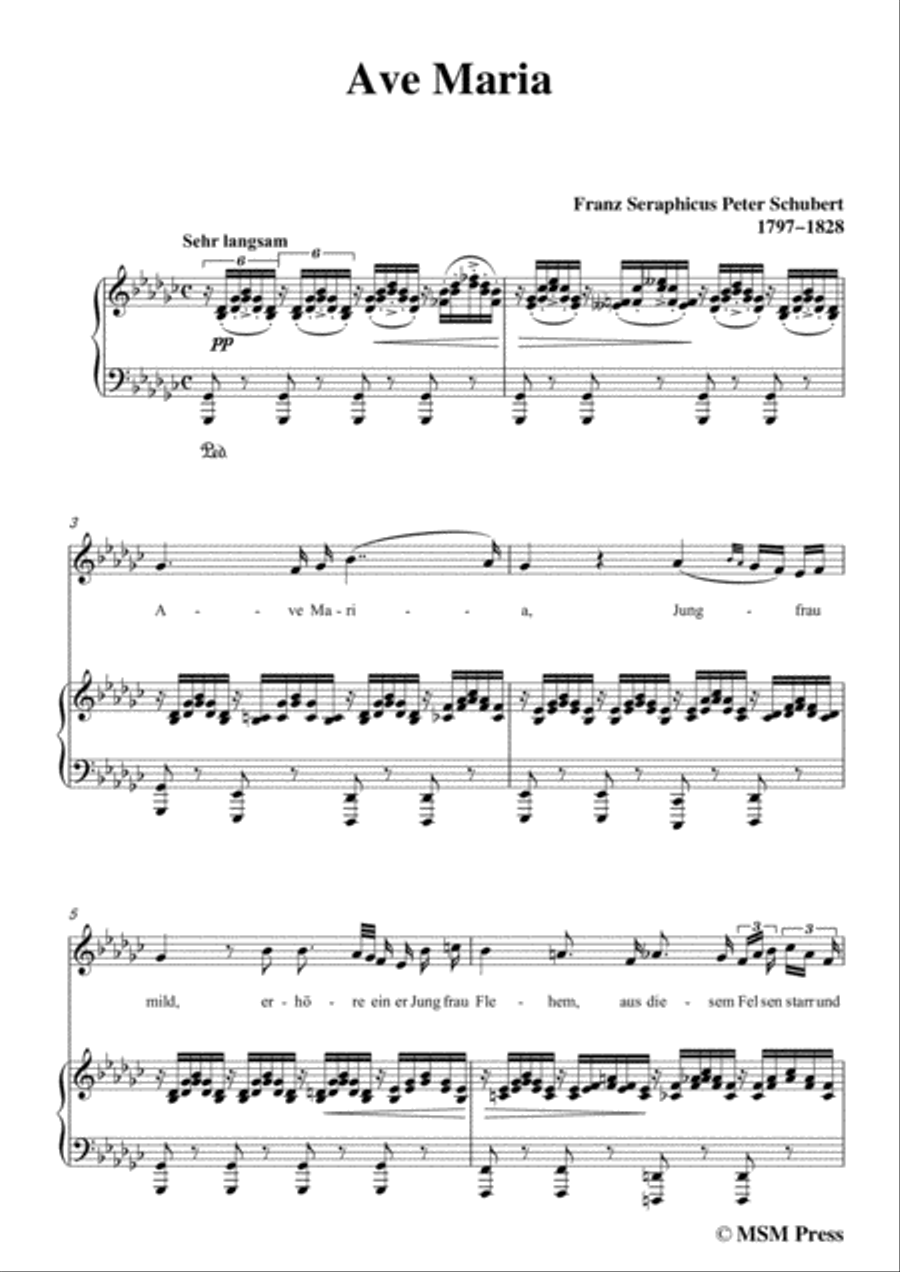 Schubert-Ave maria in G flat Major,for voice and piano Schubert-Ave maria in G flat Major,for voice and piano Voice Solo scores gallery preview page 3