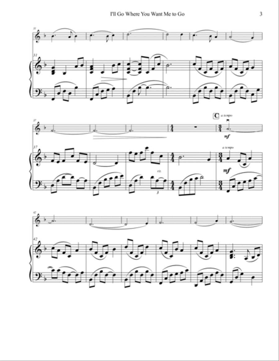 I'll Go Where Where You Want Me to Go String Duet scores gallery preview page 3