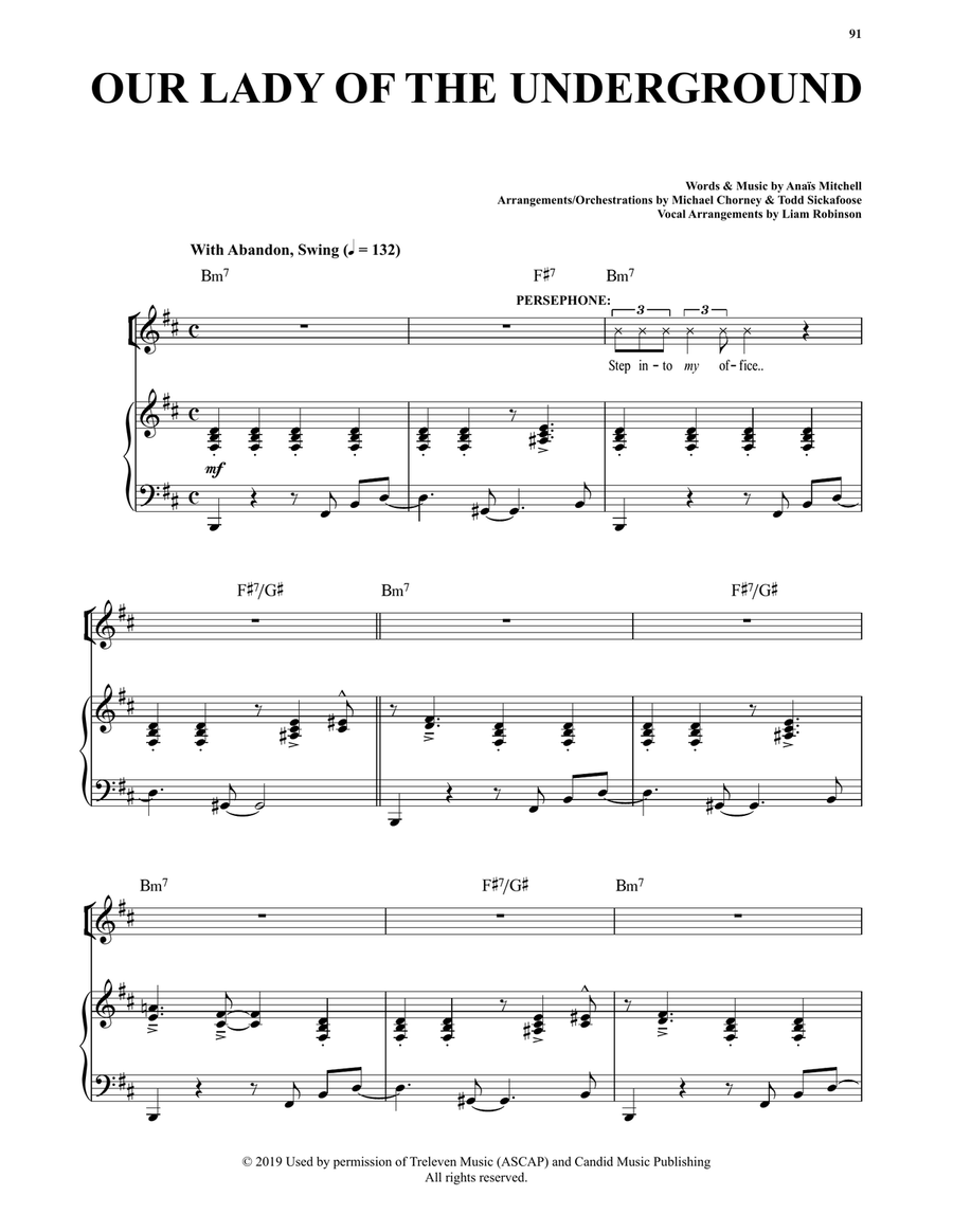Our Lady Of The Underground (from Hadestown) Voice scores gallery preview page 1