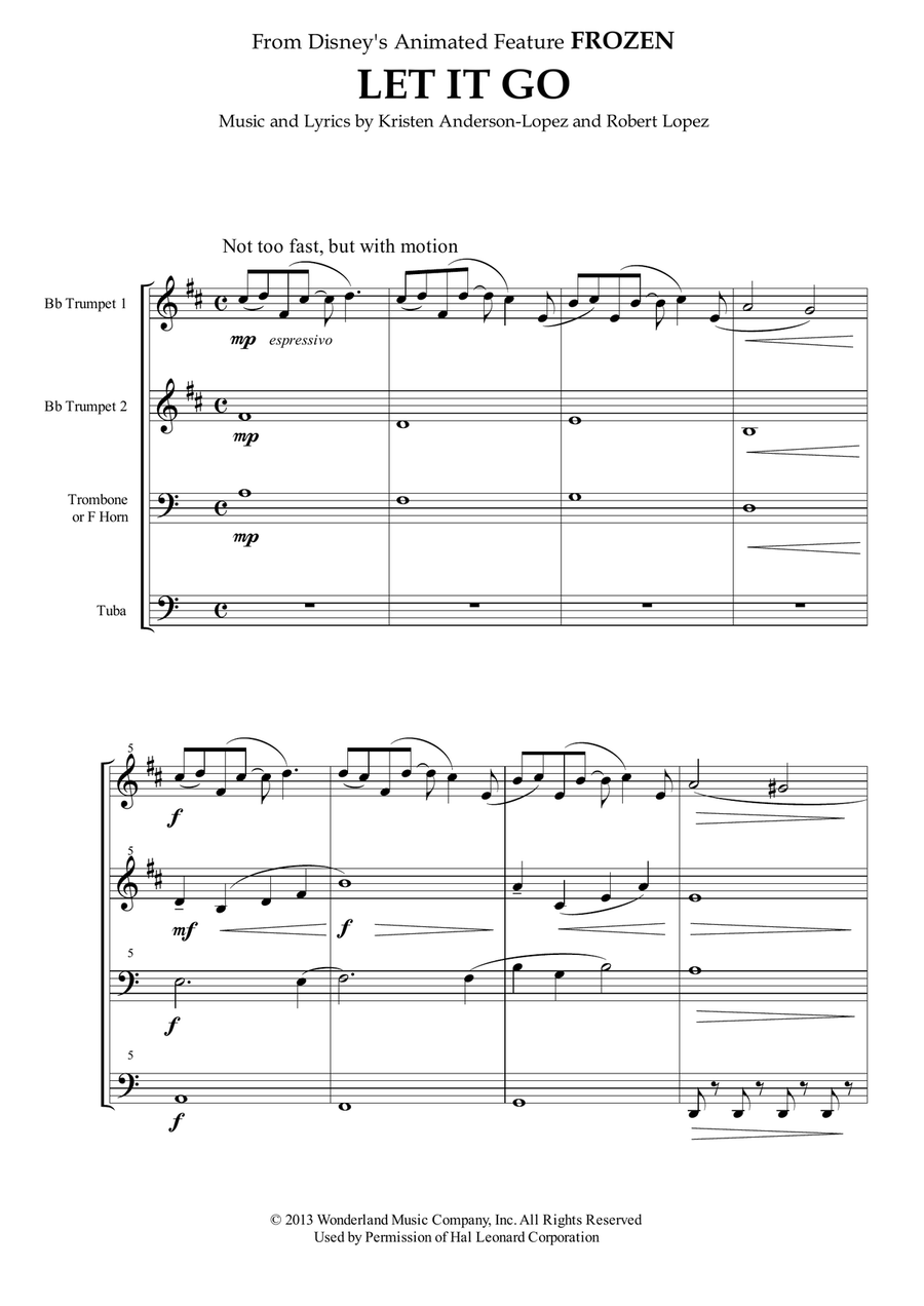 Let It Go (from Frozen) Brass Ensemble scores gallery preview page 3