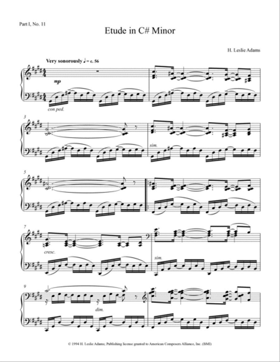 [Adams] Etude in C Sharp Minor (Part I, No. 11) Piano Method scores gallery preview page 3