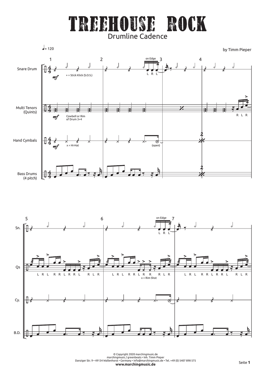 TREEHOUSE ROCK Street Cadence (Drumline) Marching Band scores gallery preview page 2
