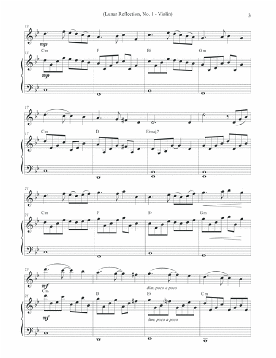 Lunar Reflection, No. 1 (Romantic Violin) Violin Solo scores gallery preview page 3
