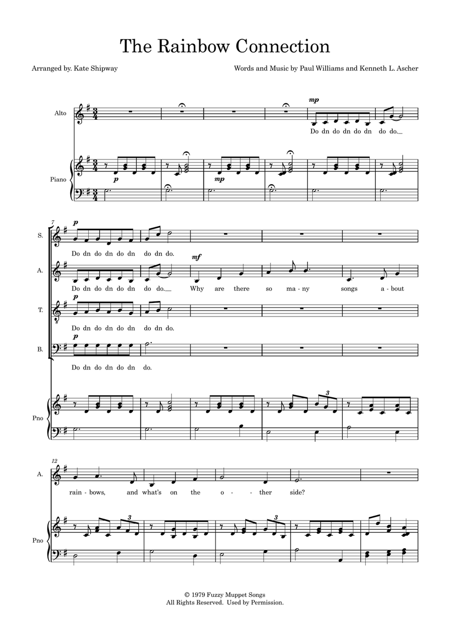 The Rainbow Connection (arr. Kate Shipway) 4-Part scores gallery preview page 1
