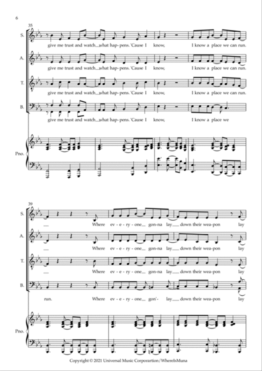 I Know A Place 4-Part scores gallery preview page 6