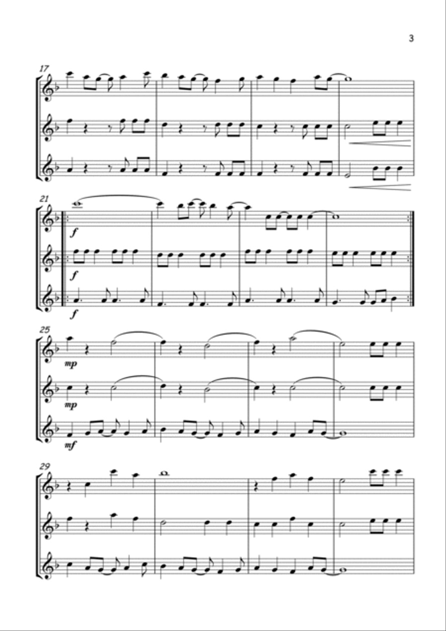 The Lion Sleeps Tonight Woodwind Trio scores gallery preview page 3