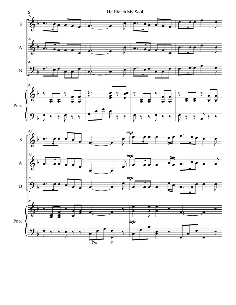 He Hideth My Soul 3-Part scores gallery preview page 6