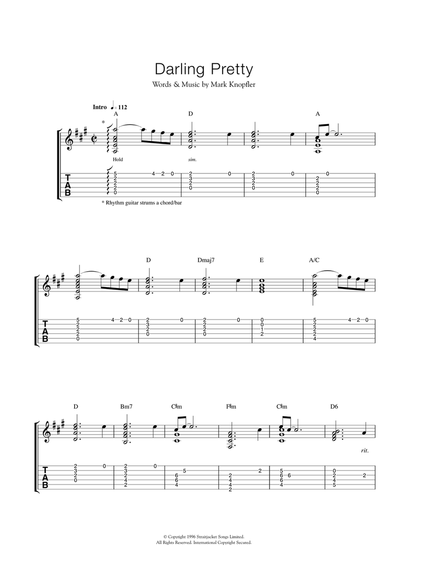 Darling Pretty Guitar Tablature scores gallery preview page 1