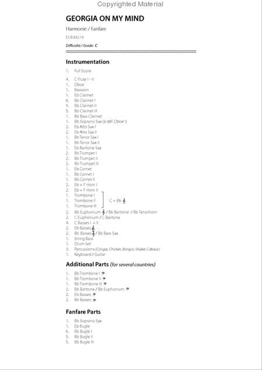 Georgia on My Mind Concert Band scores gallery preview page 2