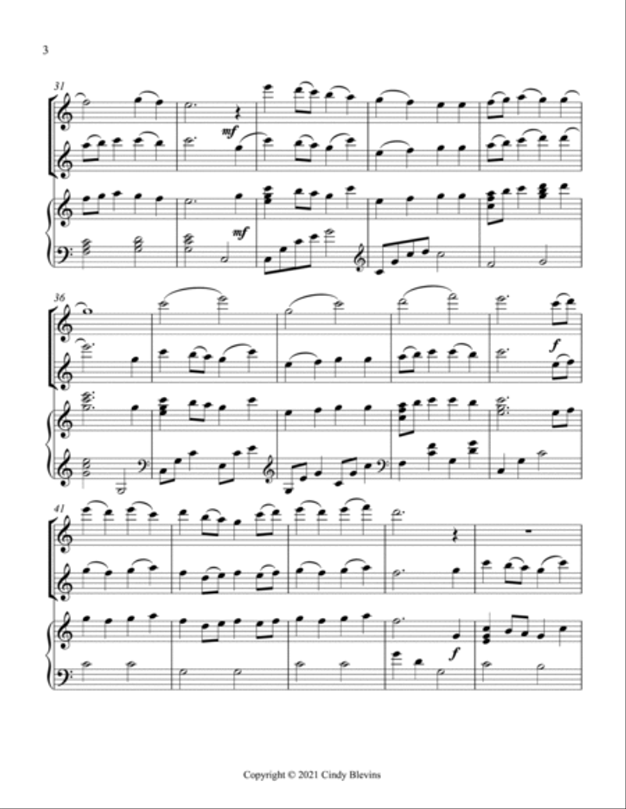 I Sing the Mighty Power Of God, Two Flutes and Harp Flute Duet scores gallery preview page 4