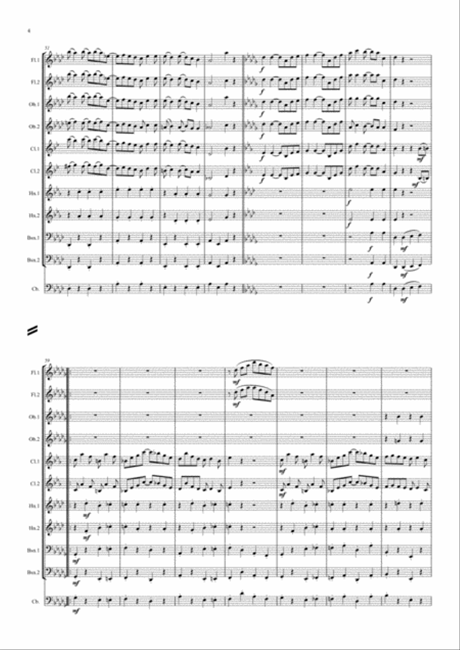Scott Joplin: The Easy Winners (Rag) - wind dectet (and bass) Woodwind Quintet scores gallery preview page 4