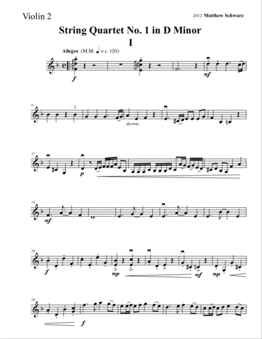 String Quartet 1 in D Minor - Second Violin String Quartet scores gallery preview page 2