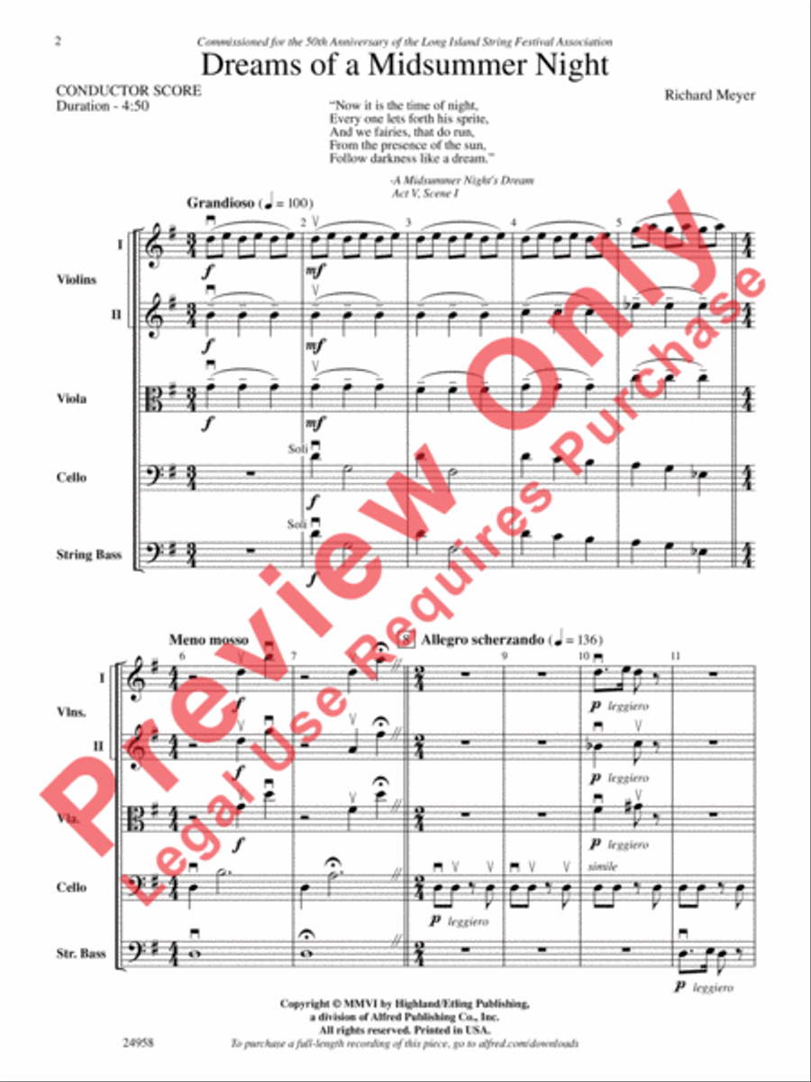 Dreams of a Midsummer Night String Orchestra scores gallery preview page 3
