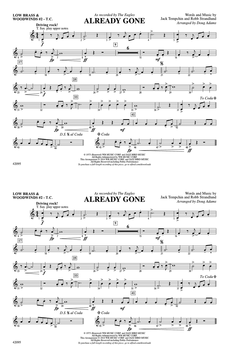 Already Gone: Low Brass & Woodwinds #2 - Treble Clef