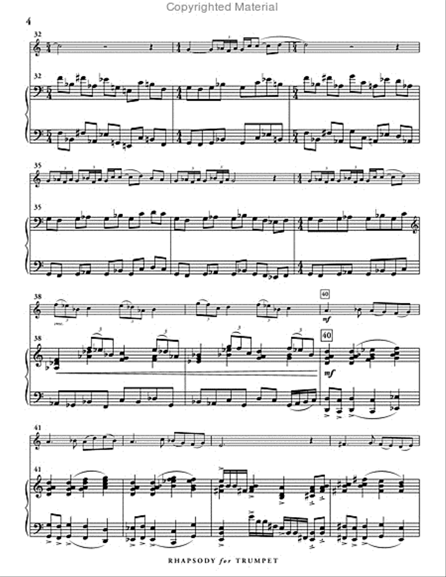 Rhapsody for Trumpet (score & 1 part) Trumpet Solo scores gallery preview page 5