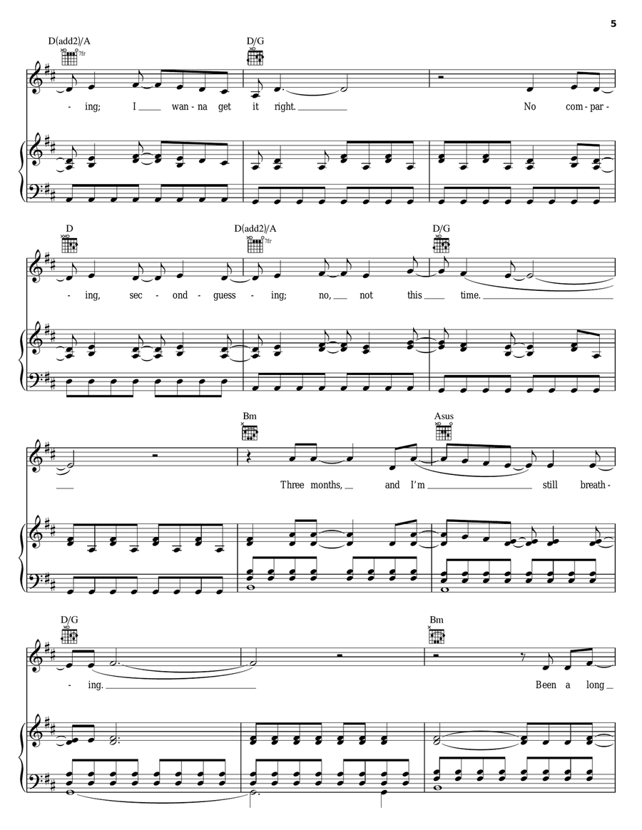 Sober Piano, Vocal, Guitar scores gallery preview page 5