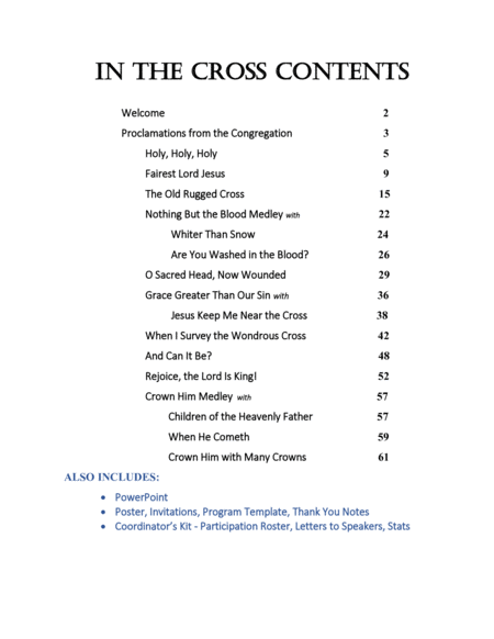 IN THE CROSS - Worship Service Complete PACKAGE - 10 Hymn Arrangements with Overhead PDF Texts image number null