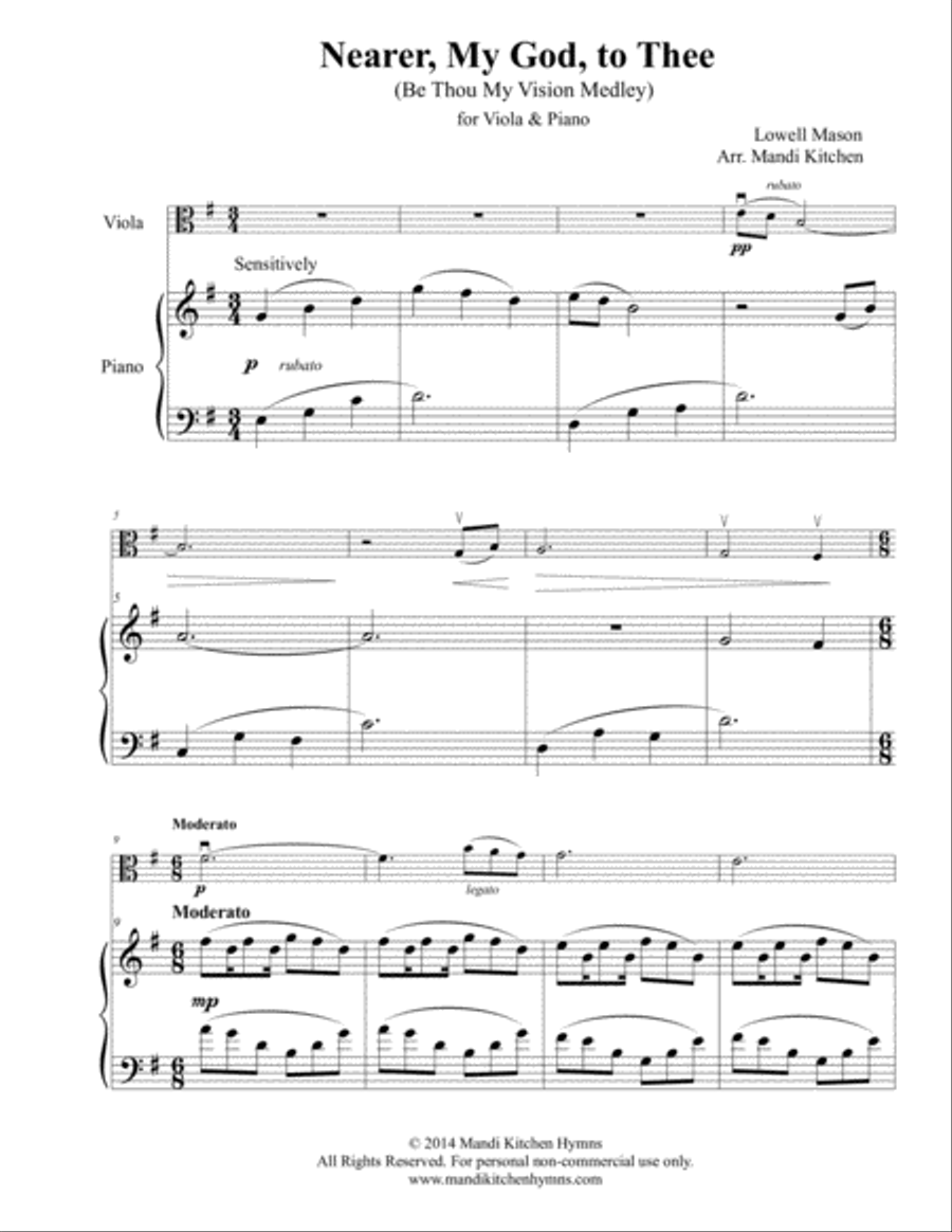 Nearer, My God, to Thee (Be Thou My Vision Medley) Viola & Piano Duet Viola scores gallery preview page 2