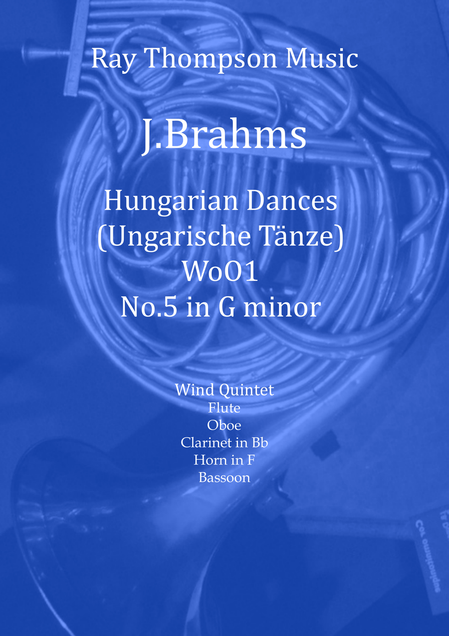 Brahms: Hungarian Dances (Ungarische Tänze) WoO1 No.5 - wind quintet Woodwind Quintet scores gallery preview page 1