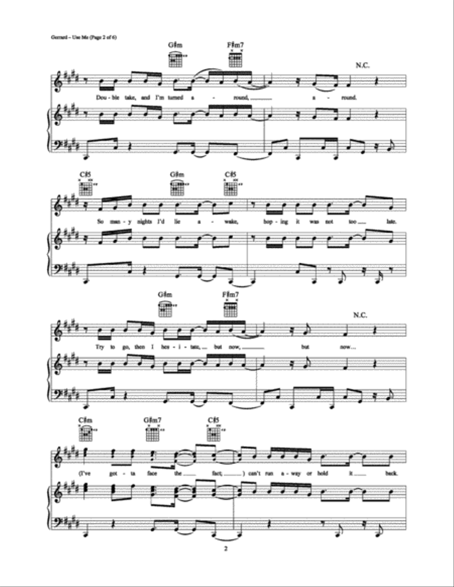 Use Me Use Me Piano, Vocal, Guitar scores gallery preview page 2