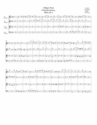 Allegro from Concerto grosso, Op.6, no.1 (arrangement for 4 recorders)